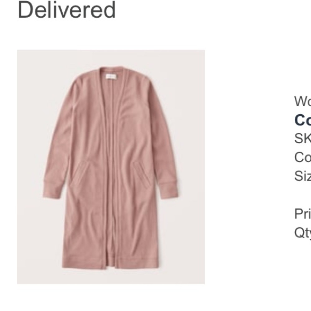 Abercrombie and fitch blush duster cardigan